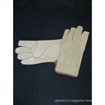Pig Grain Leather Palm Split Leather Back Driver Glove-9514